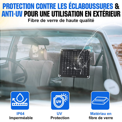 Chargeur solaire portable 10W pour batteries 12V en voiture et en bateau - eco-worthy-fr