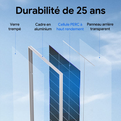 Eco-Worthy 195W 12V panneau solaire monocristallin bifacial - eco-worthy-fr