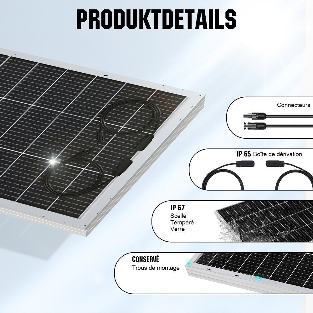 Eco-Worthy 195W 12V panneau solaire monocristallin bifacial - eco-worthy-fr