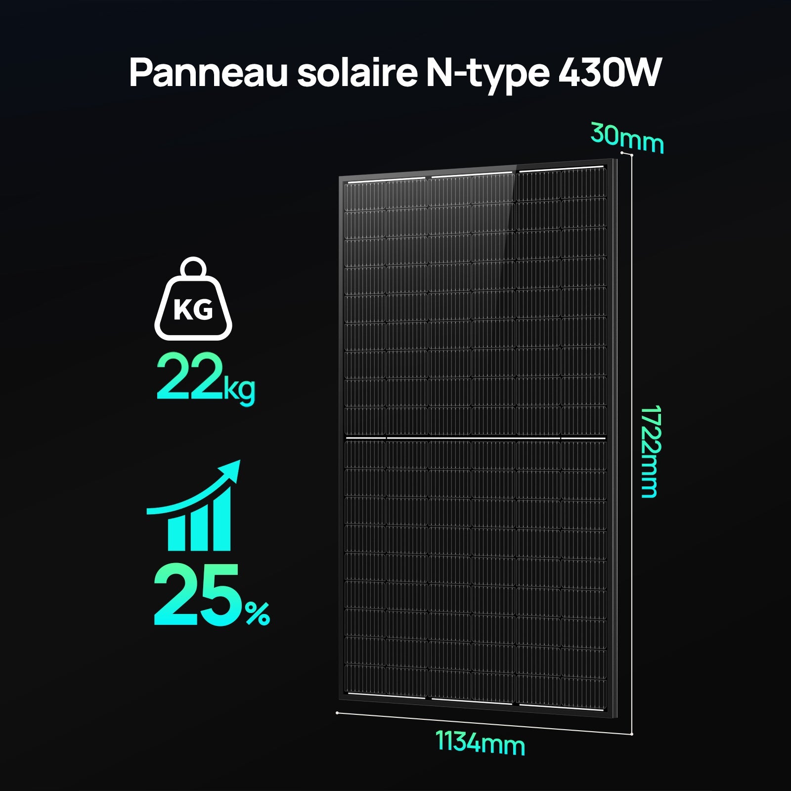 Eco-Worthy 430w Panneau solaire Mono N-Type - eco-worthy-fr