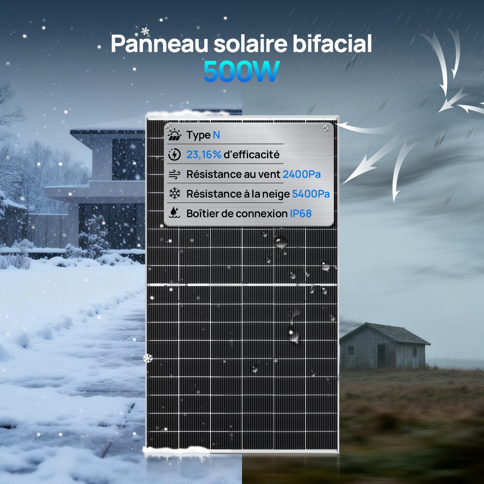 Eco-Worthy 500W Panneau Solaire Bifacial N-Type TOPCon monocristallin - eco-worthy-fr