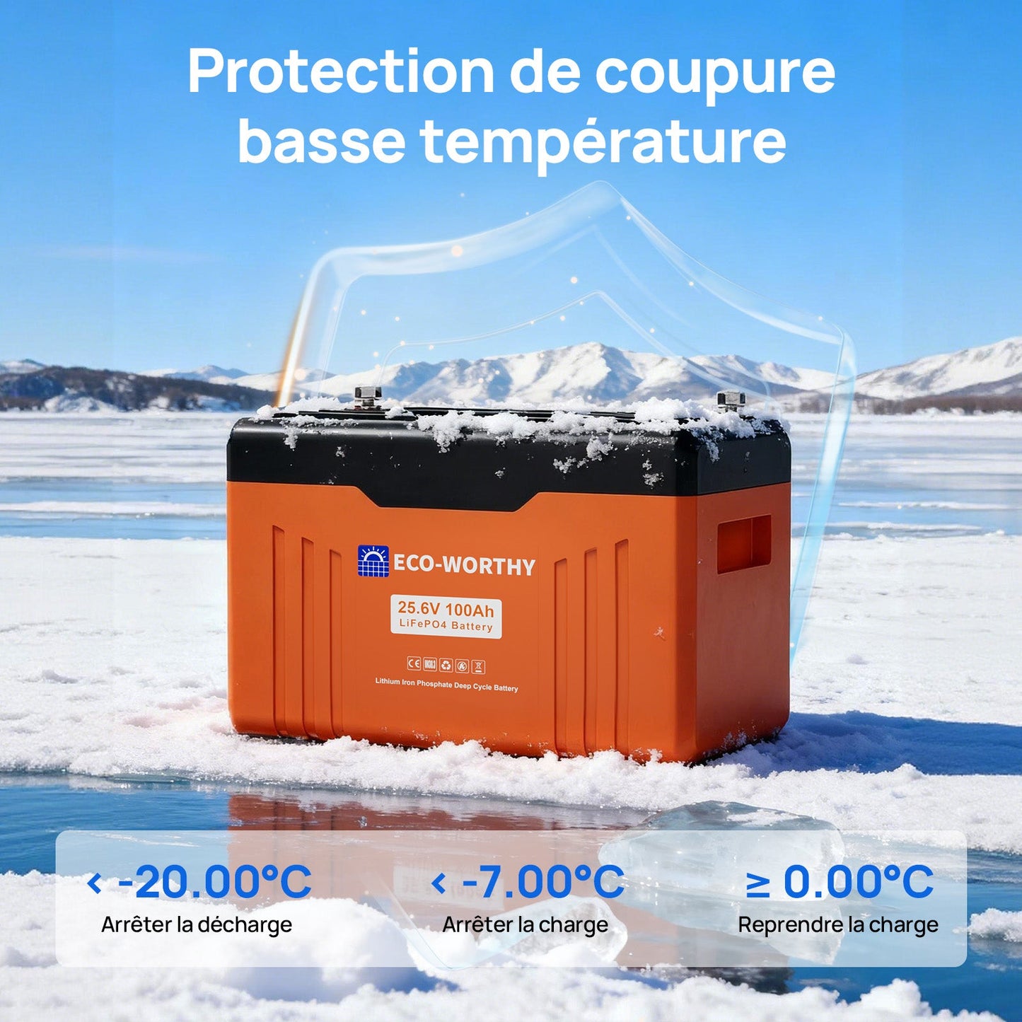 Eco-Worthy Batterie au lithium LiFePO4 24V 100Ah Bluetooth avec Lumières LED SOC - eco-worthy-fr