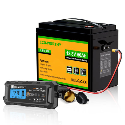 Eco-Worthy Batterie LiFePO4 12V 50Ah avec XT60, Bluetooth, BMS et protection basses températures - eco-worthy-fr