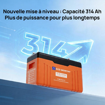 Eco-Worthy Batterie Lithium 12V 314Ah LiFePO4 Bluetooth Avec Indicateur LED - eco-worthy-fr