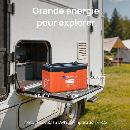 Eco-Worthy Batterie Lithium 12V 314Ah LiFePO4 Bluetooth Avec Indicateur LED - eco-worthy-fr