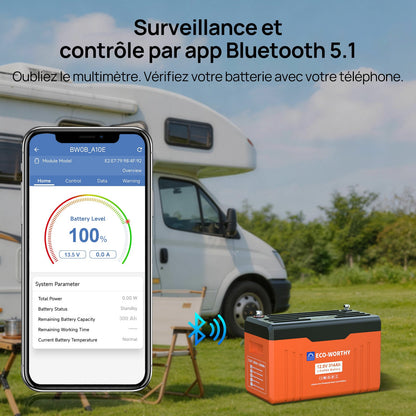 Eco-Worthy Batterie Lithium 12V 314Ah LiFePO4 Bluetooth Avec Indicateur LED - eco-worthy-fr