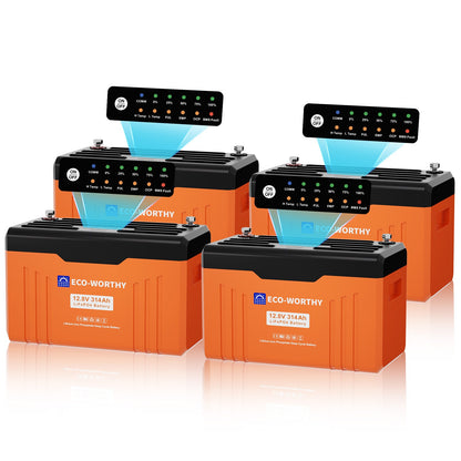 Eco-Worthy Batterie Lithium 12V 314Ah LiFePO4 Bluetooth Avec Indicateur LED - eco-worthy-fr