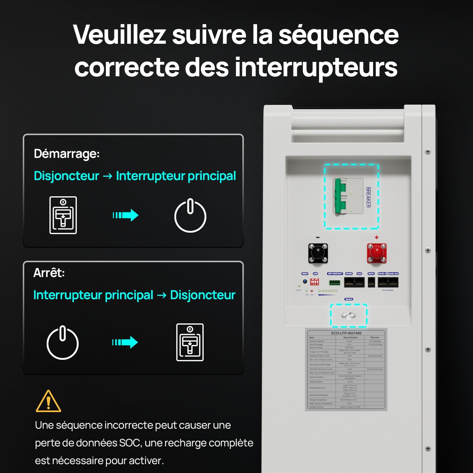 Eco-Worthy Batterie Lithium 48v 314ah | 16kWh Haute Capacité | Domestique Lifepo4 - eco-worthy-fr