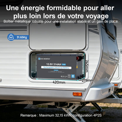 ECO-WORTHY Batterie Lithium EnergyRock 12V 314Ah Bluetooth Capacité de 4019 Wh - eco-worthy-fr