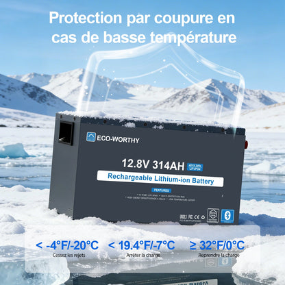 ECO-WORTHY Batterie Lithium EnergyRock 12V 314Ah Bluetooth Capacité de 4019 Wh - eco-worthy-fr
