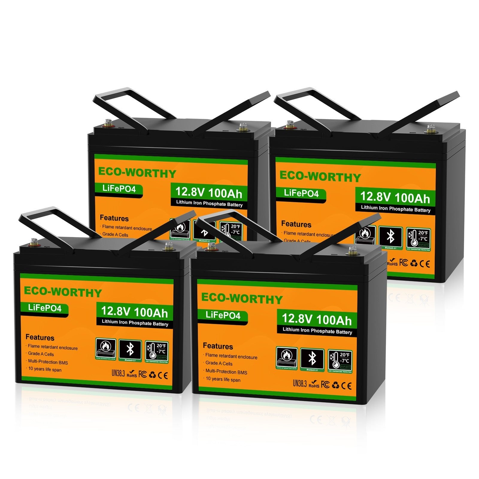 Eco-Worthy Batterie lithium LiFePO4 12V 100Ah avec Bluetooth-Prot. basse temp. - eco-worthy-fr