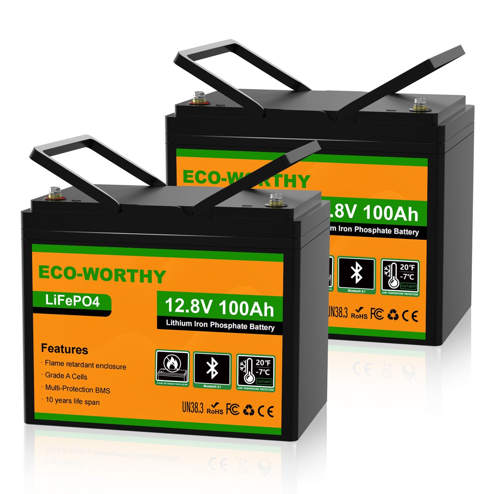 Eco-Worthy Batterie lithium LiFePO4 12V 100Ah avec Bluetooth-Prot. basse temp. - eco-worthy-fr