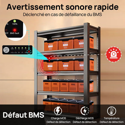 Eco-Worthy Batterie Lithium LiFePO4 12V 100Ah Bluetooth avec écran LED SOC | Boîtier ignifuge - eco-worthy-fr