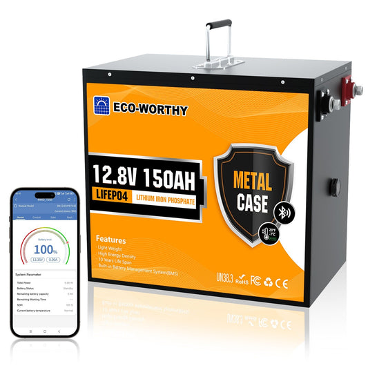 Eco-Worthy Batterie lithium LiFePO4 12V 150Ah Avec Bluetooth-Protection basse température - eco-worthy-fr