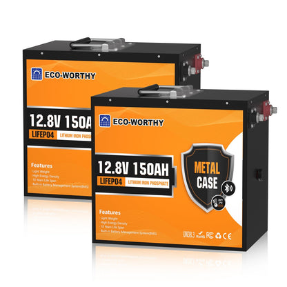 Eco-Worthy Batterie lithium LiFePO4 12V 150Ah Avec Bluetooth-Protection basse température - eco-worthy-fr