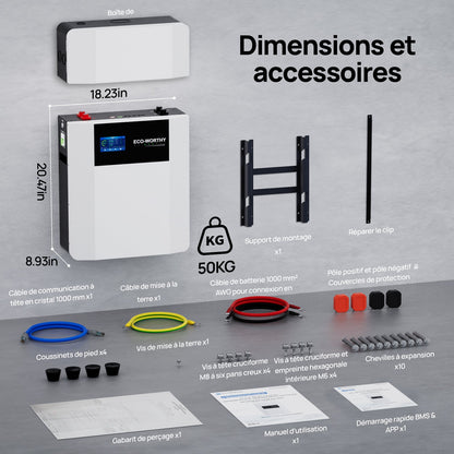 Eco-Worthy Batterie Murale LiFePO4 48V 100Ah avec Onduleur All-in-One 3000W – Kit Solaire Autonome ECO-WORTHY - eco-worthy-fr