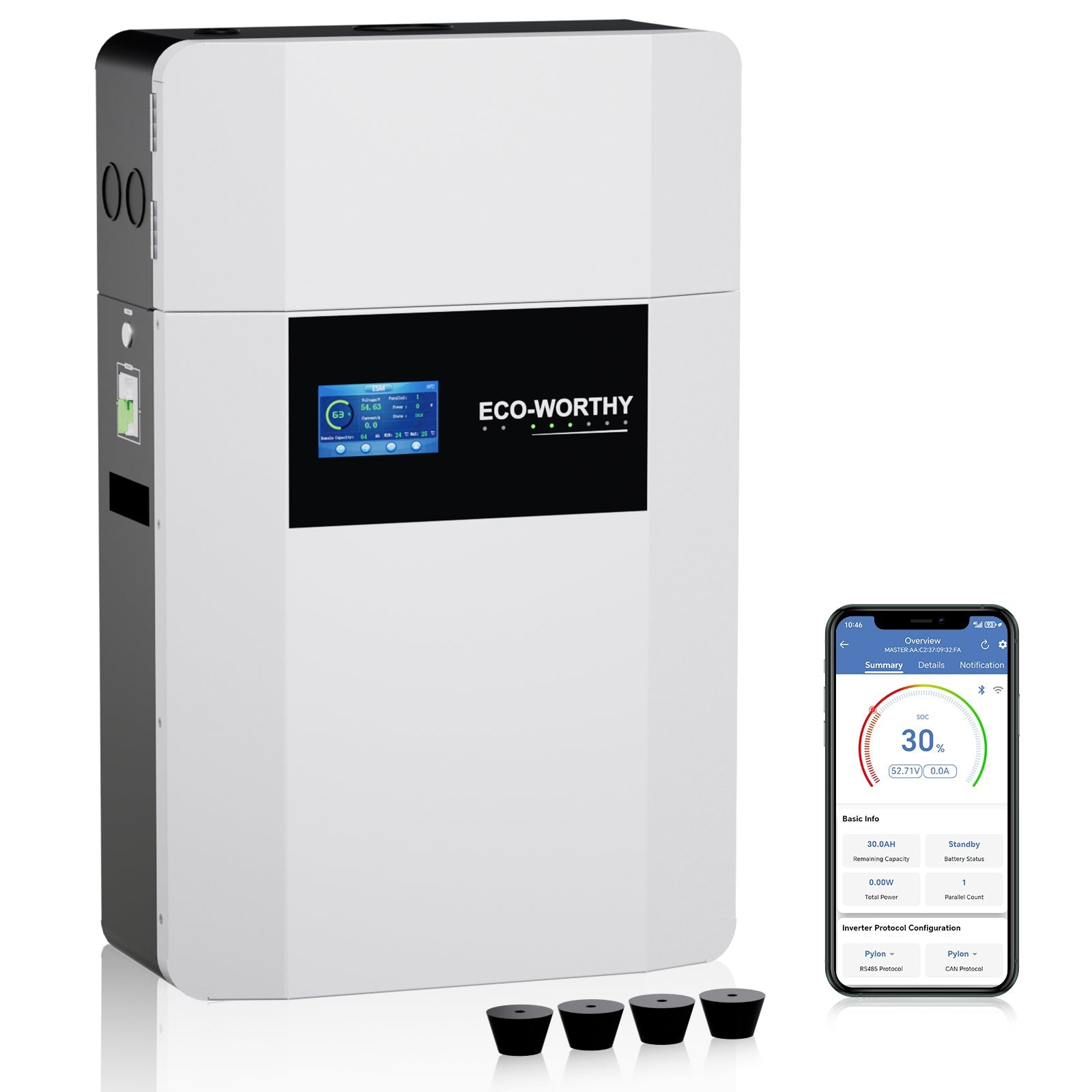 ECO-WORTHY Batterie murale lithium 48V 100Ah LiFePO4 – Charge basse température -20°C - eco-worthy-fr