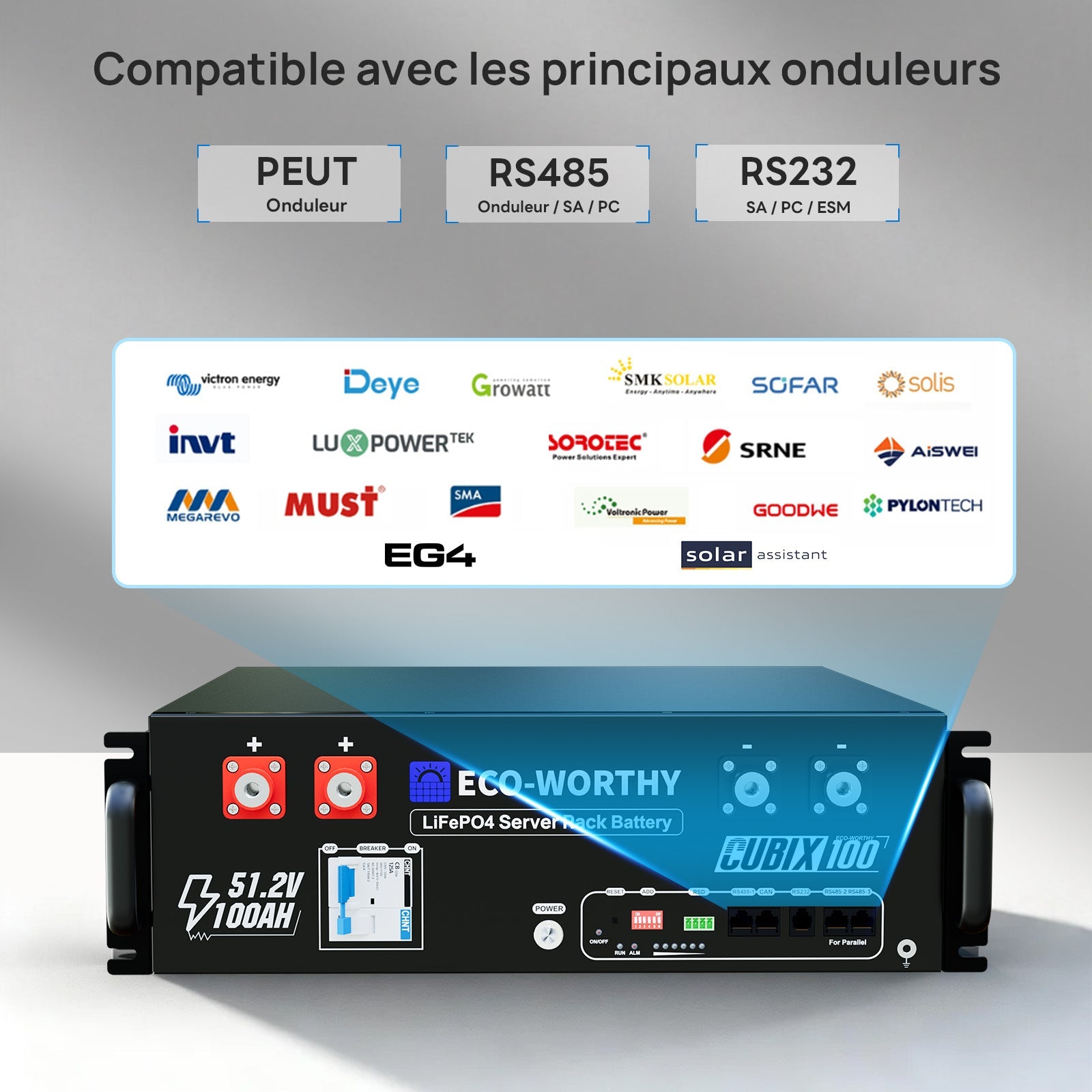 Eco-Worthy CUBIX100 Batterie LiFePO4 Rackable 48V 100Ah | IEC 62619 et Garantie 10 ans - eco-worthy-fr