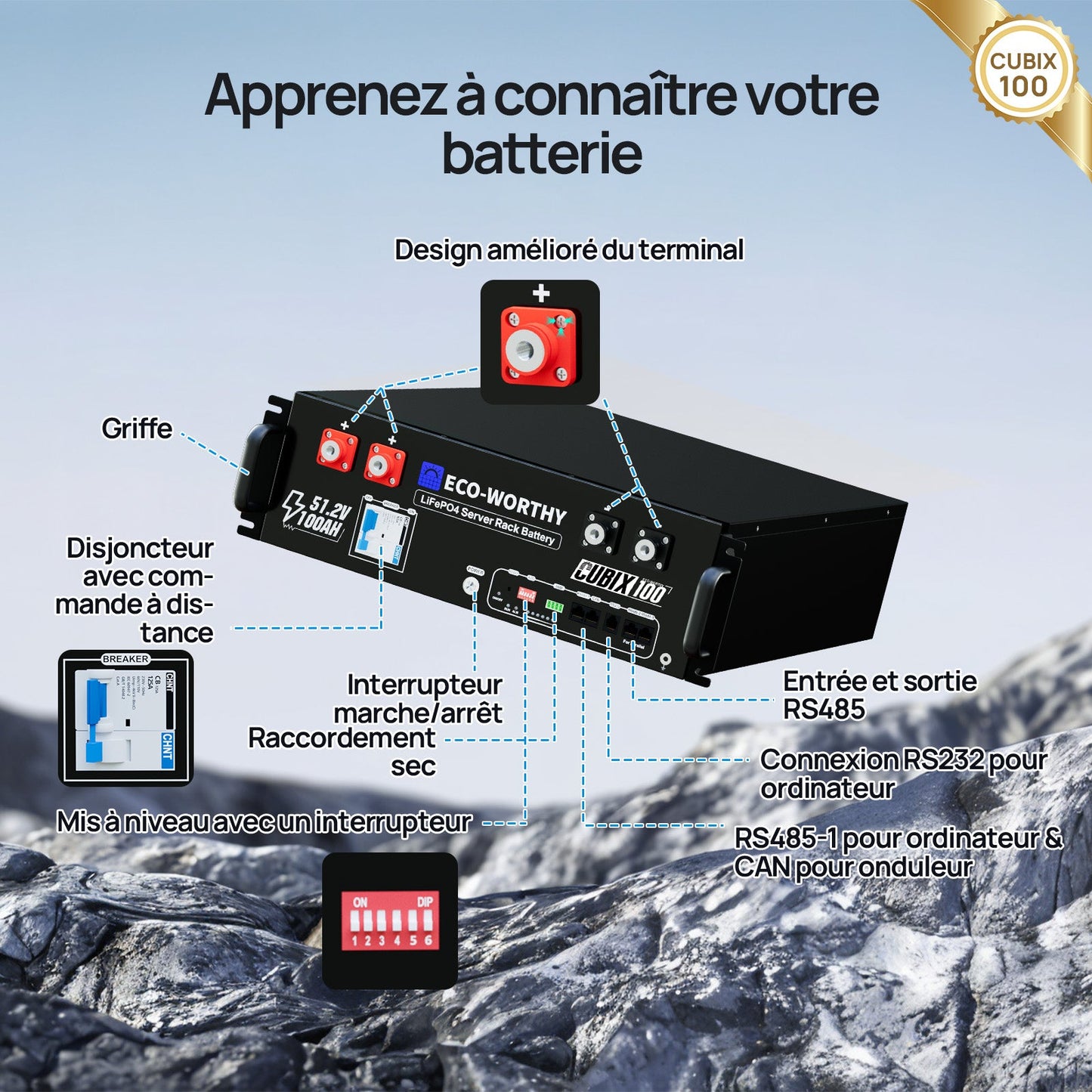 Eco-Worthy CUBIX100 Batterie LiFePO4 Rackable 48V 100Ah | IEC 62619 et Garantie 10 ans - eco-worthy-fr