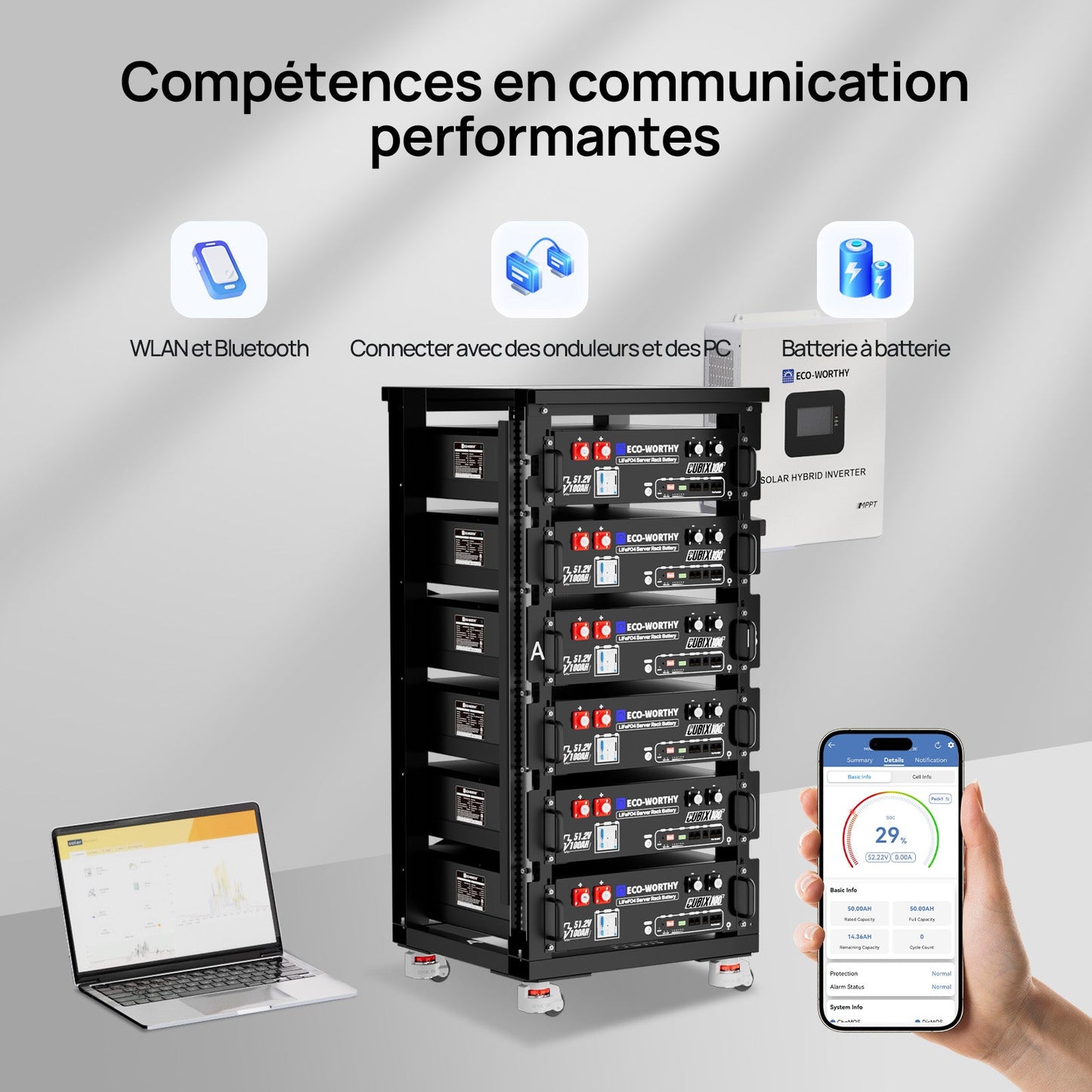 Eco-Worthy CUBIX100 Batterie LiFePO4 Rackable 48V 100Ah | IEC 62619 et Garantie 10 ans - eco-worthy-fr