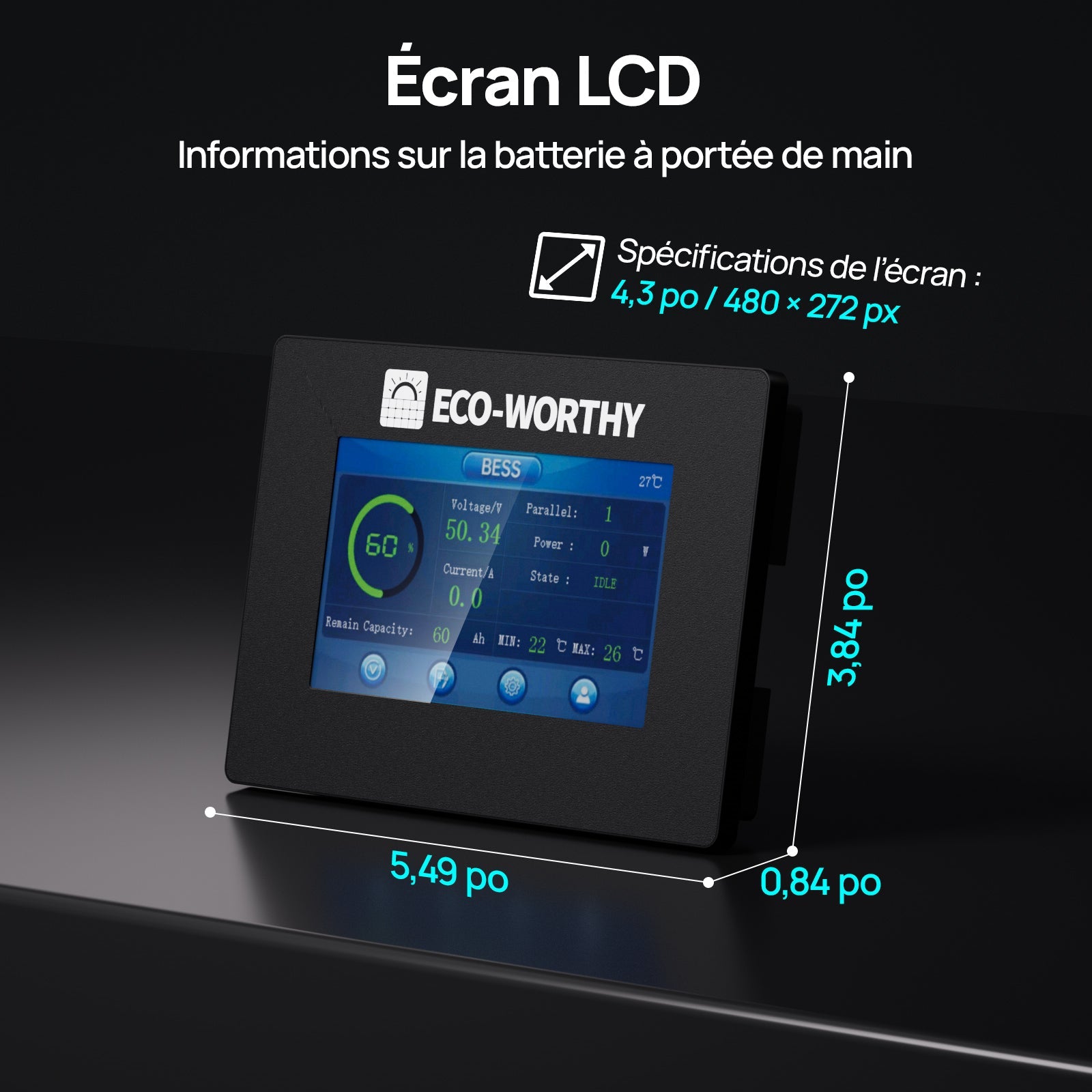Eco-Worthy ESM100 — Moniteur pour Batterie Domestique Cubix100 & Batteries Murales - eco-worthy-fr