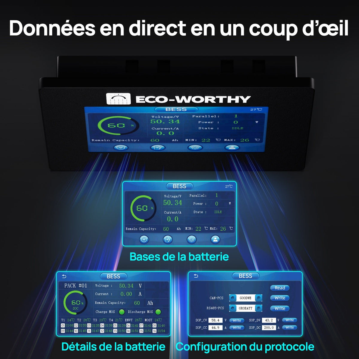 Eco-Worthy ESM100 — Moniteur pour Batterie Domestique Cubix100 & Batteries Murales - eco-worthy-fr
