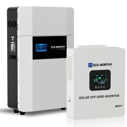 Eco-Worthy Kit d'alimentation de secours 5,12 kWh — batterie murale lithium 48V 100Ah et onduleur tout-en-un 5000W