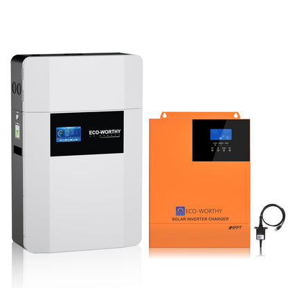 Eco-Worthy Kit d'alimentation de secours 5,12 kWh — batterie murale lithium 48V 100Ah et onduleur tout-en-un 5000W - eco-worthy-fr