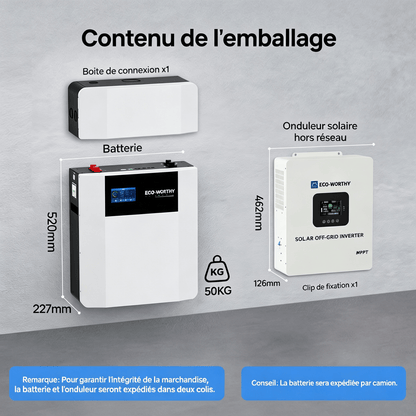 Eco-Worthy Kit d'alimentation de secours 5,12 kWh — batterie murale lithium 48V 100Ah et onduleur tout-en-un 5000W - eco-worthy-fr