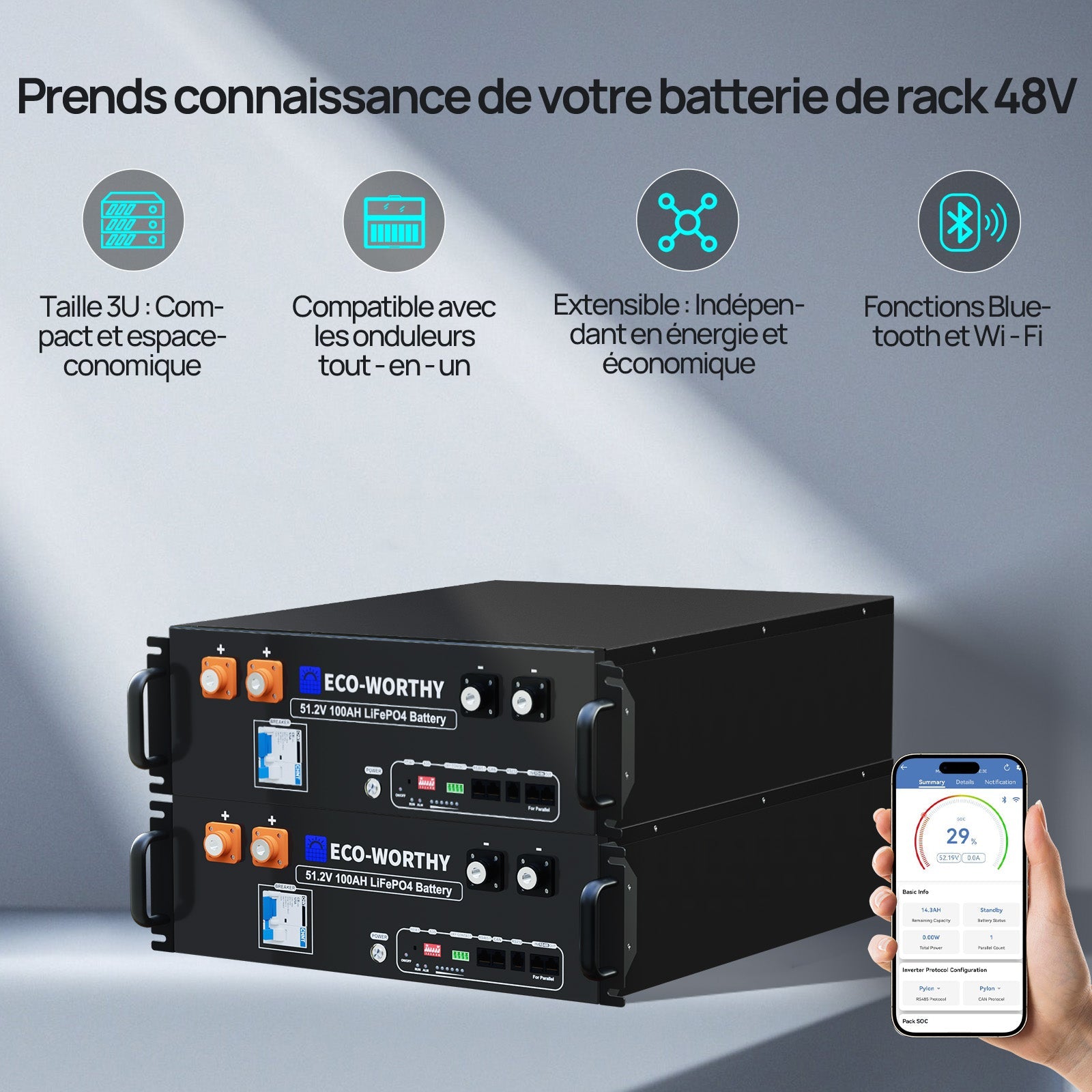 Eco-Worthy Kit solaire autoconsommation 2580W - 10,24kwh batterie - Onduleur 5000W - eco-worthy-fr