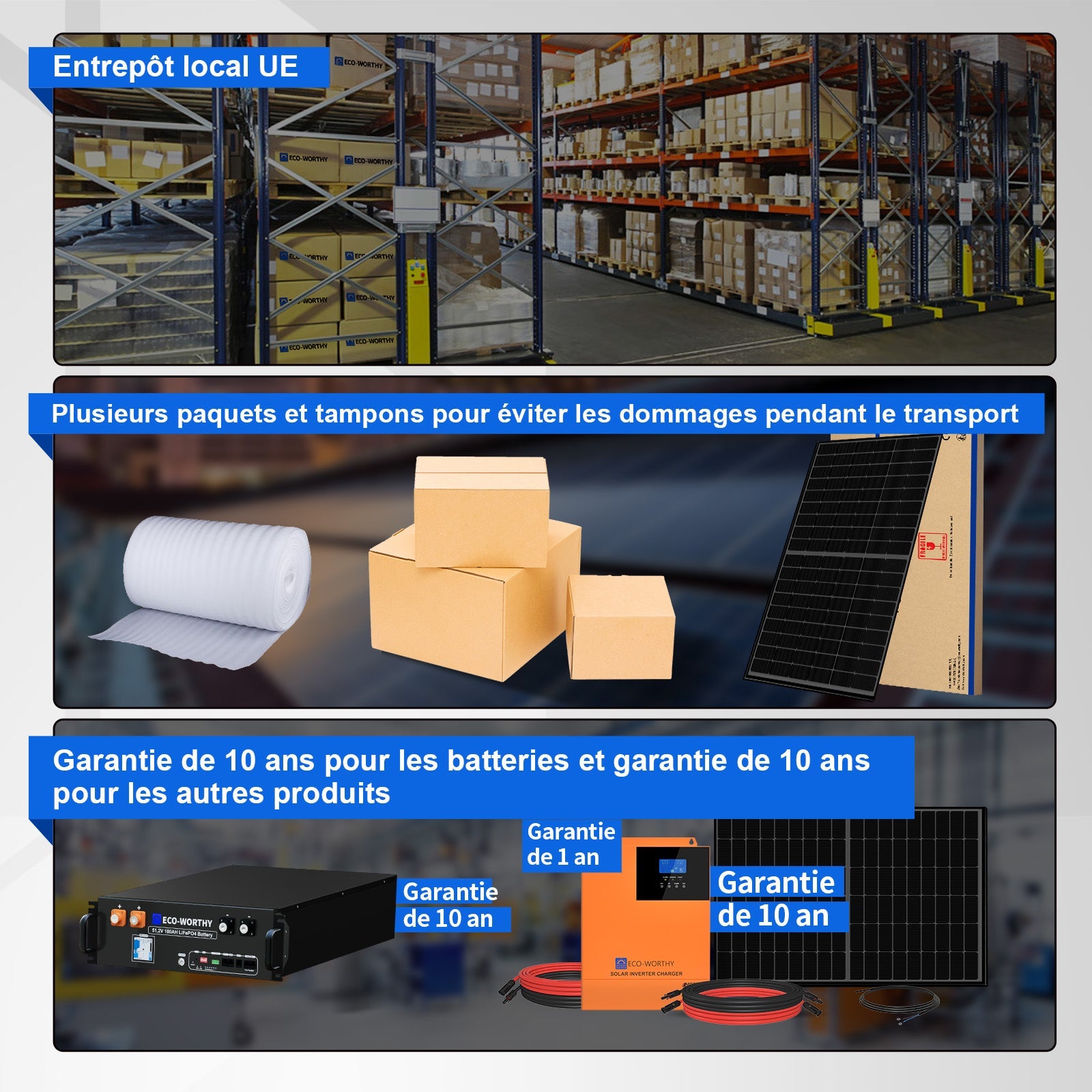Eco-Worthy Kit solaire autoconsommation 2580W - 10,24kwh batterie - Onduleur 5000W - eco-worthy-fr