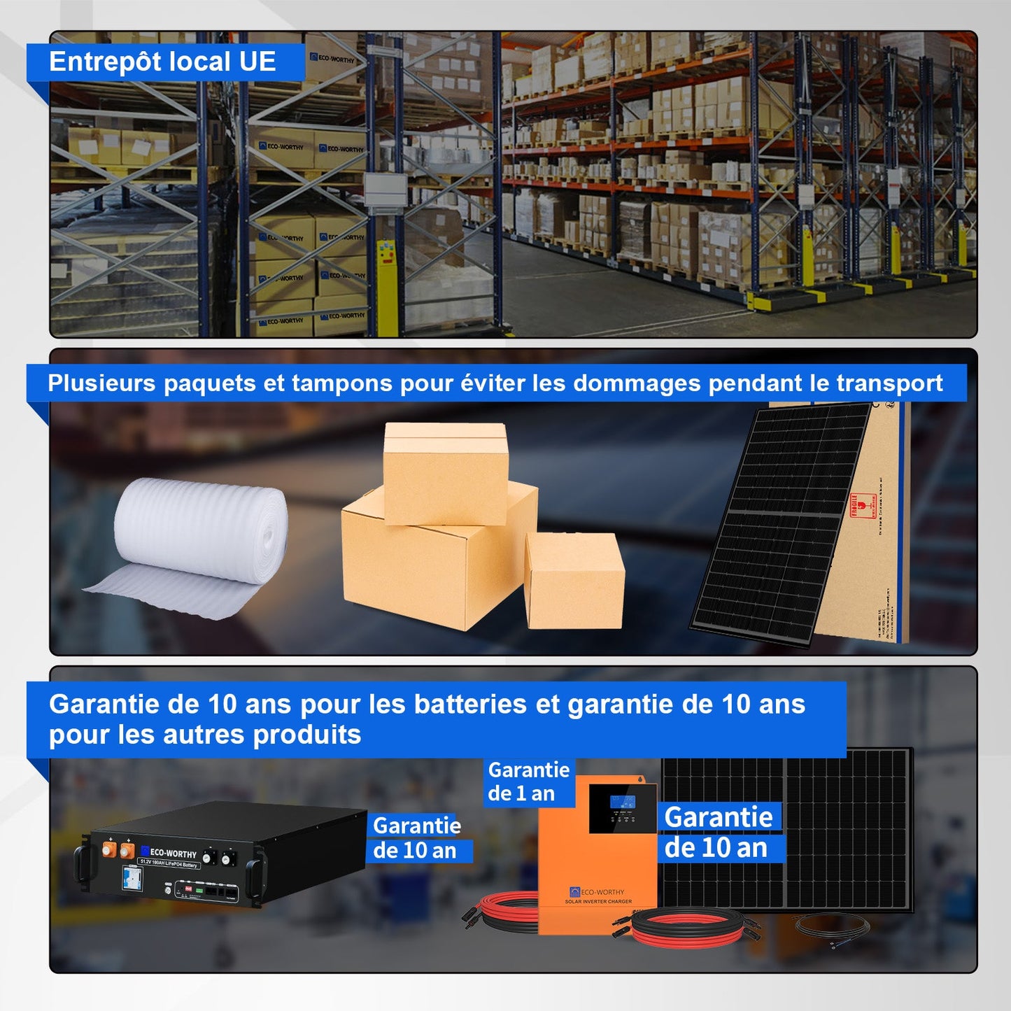 Eco-Worthy Kit solaire autoconsommation 2580W - 10,24kwh batterie - Onduleur 5000W - eco-worthy-fr