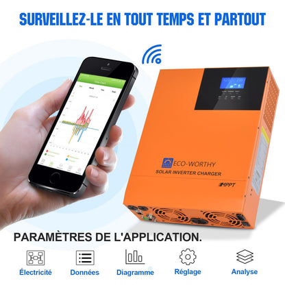 Eco-Worthy Kit solaire autoconsommation 5160W - 20,48kwh batterie - Onduleur 5000W - eco-worthy-fr