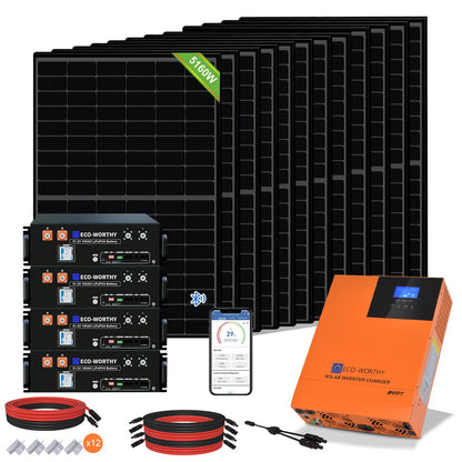 Eco-Worthy Kit solaire autoconsommation 5160W - 20,48kwh batterie - Onduleur 5000W - eco-worthy-fr