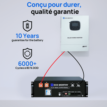 Eco-Worthy Kit Solaire Autonome 3kW avec Batterie LiFePO4 Rackable 5.12kwh - eco-worthy-fr