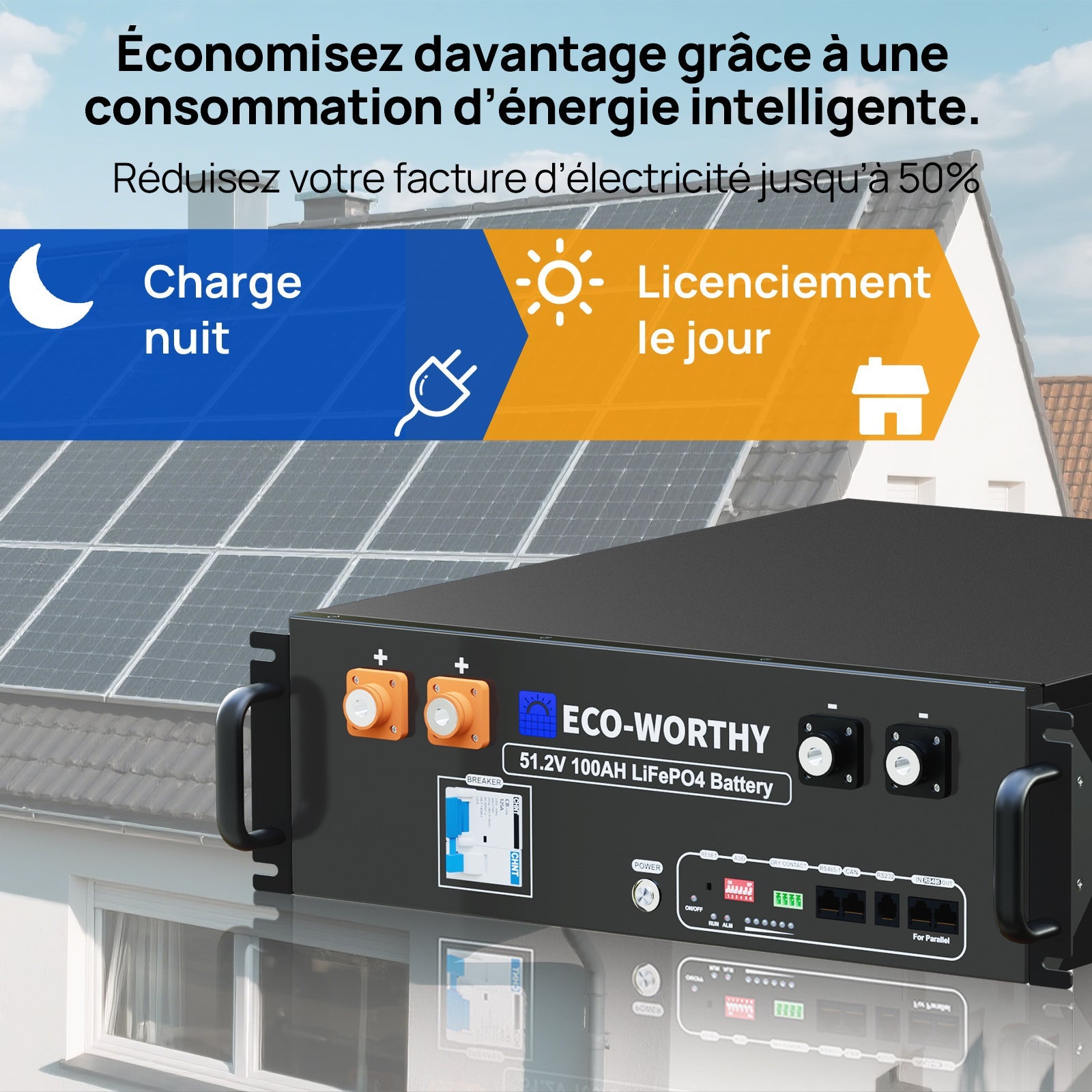 Eco-Worthy Kit Solaire Autonome 3kW avec Batterie LiFePO4 Rackable 5.12kwh - eco-worthy-fr