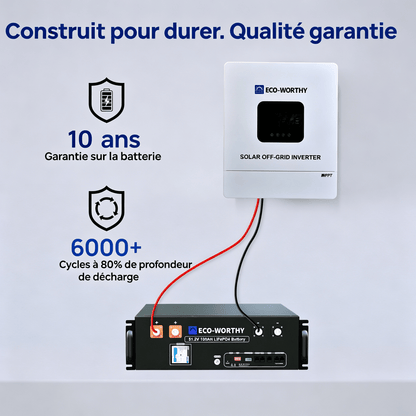 Eco-Worthy Kit Solaire Autonome 5kW avec Batterie LiFePO4 Rackable 5.12kwh / 10.24kWh - eco-worthy-fr