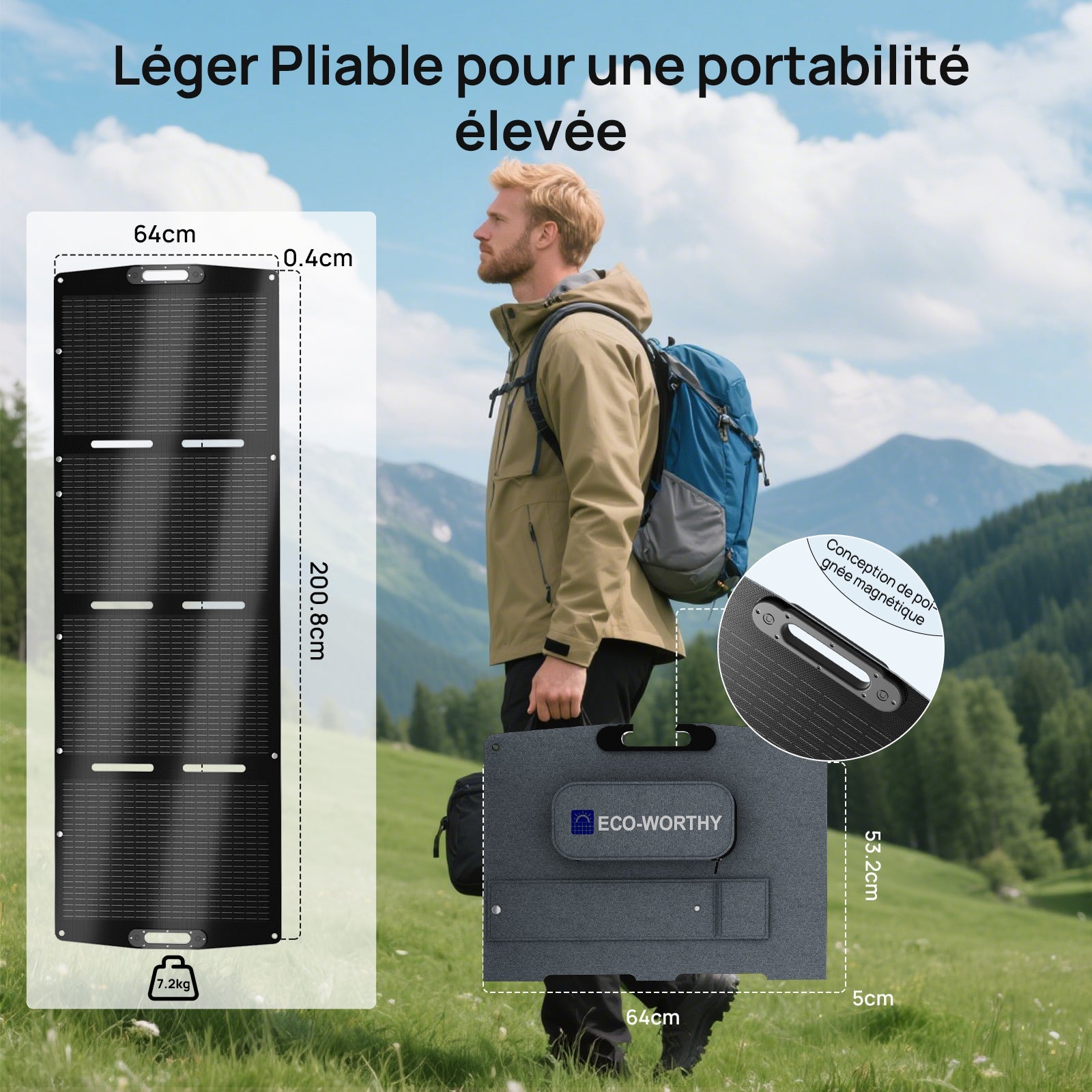 Eco-Worthy Panneau solaire portable 200W Pour Camping-car - eco-worthy-fr