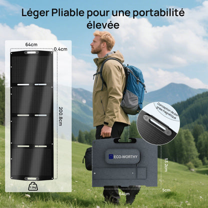 Eco-Worthy Panneau solaire portable 200W Pour Camping-car - eco-worthy-fr