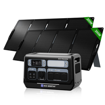 Eco-Worthy Station électrique portable — 2400W 2048 Wh - eco-worthy-fr