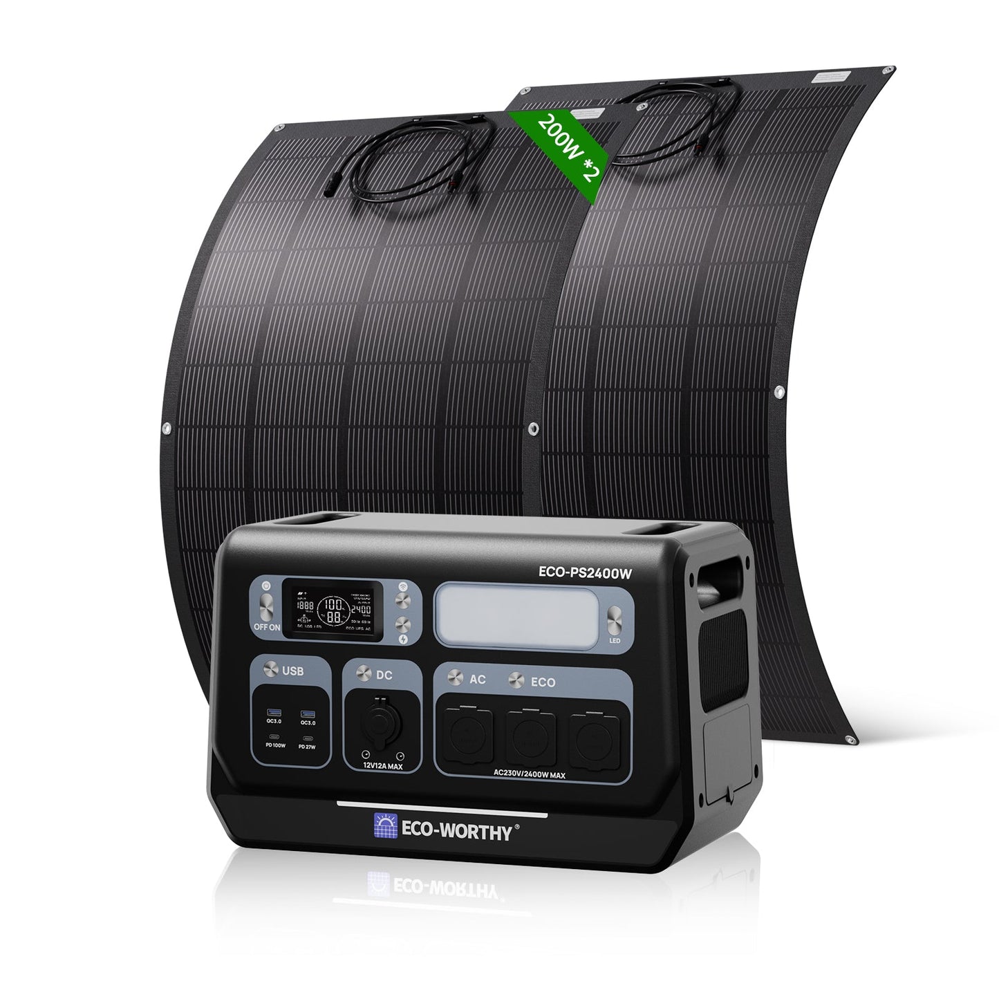 Eco-Worthy Station électrique portable — 2400W 2048 Wh - eco-worthy-fr