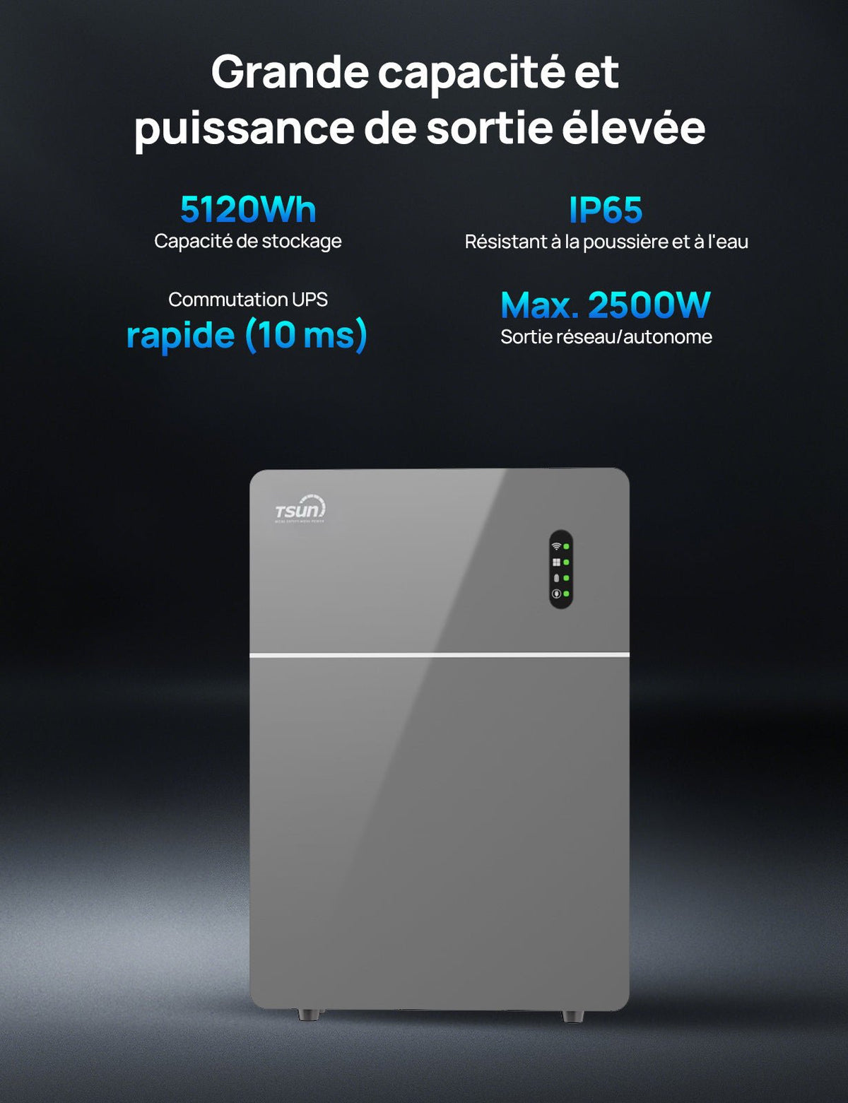 ECO-WORTHY TSOL-MAU5000 5,12 kWh Batterie Balcon Plug & Play AC Coupled Stockage de | Puissance de 2500 W - eco-worthy-fr