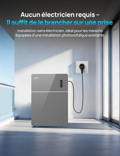 ECO-WORTHY TSOL-MAU5000 5,12 kWh Batterie Balcon Plug & Play AC Coupled Stockage de | Puissance de 2500 W - eco-worthy-fr