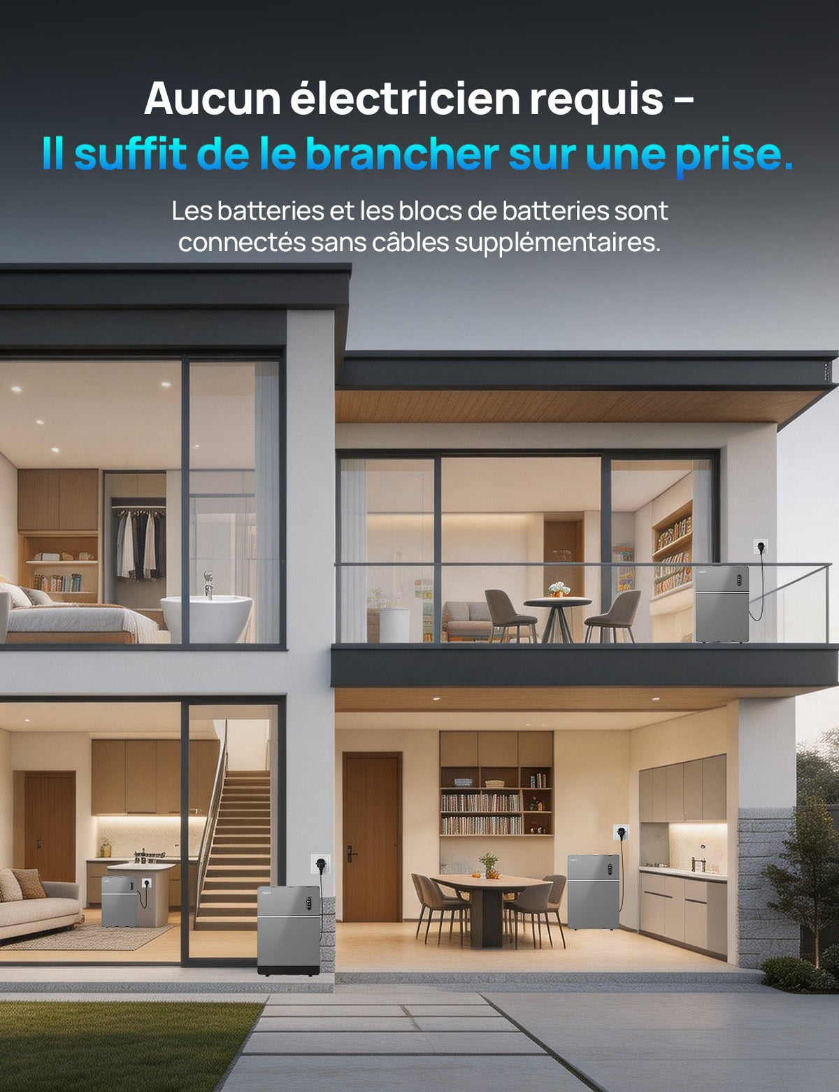 ECO-WORTHY TSOL-MAU5000 5,12 kWh Batterie Balcon Plug & Play AC Coupled Stockage de | Puissance de 2500 W - eco-worthy-fr