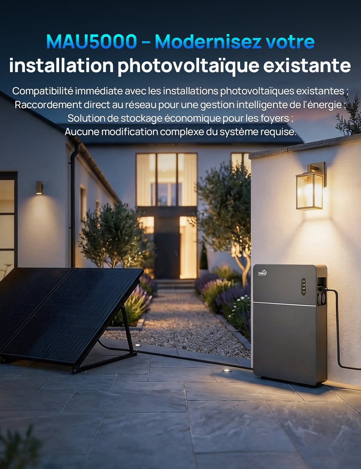 ECO-WORTHY TSOL-MAU5000 5,12 kWh Batterie Balcon Plug & Play AC Coupled Stockage de | Puissance de 2500 W - eco-worthy-fr