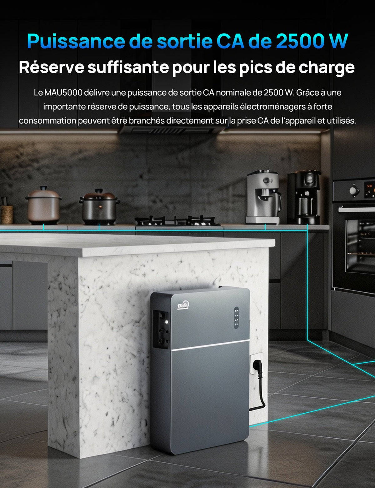 ECO-WORTHY TSOL-MAU5000 5,12 kWh Batterie Balcon Plug & Play AC Coupled Stockage de | Puissance de 2500 W - eco-worthy-fr
