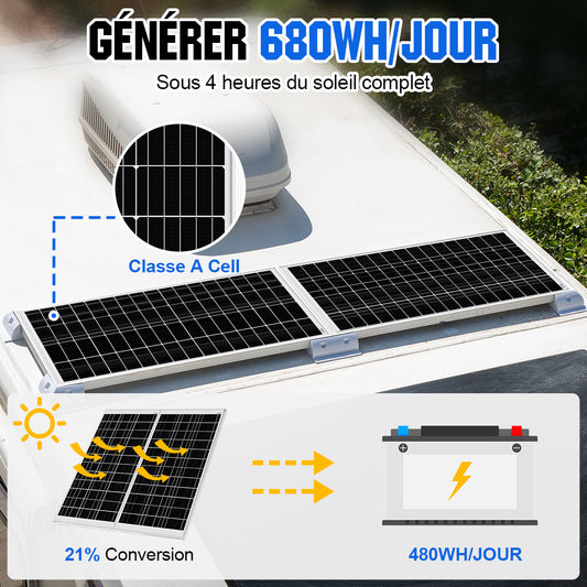 200 Watt Panneau solaire pliable flexible kit panneau solaire panneau  solaire pour caravane, camping-car, bateau, cabine