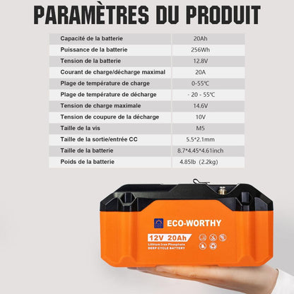 ecoworthy_lithium_battery_outdoor_12V_20Ah_parametres du produit