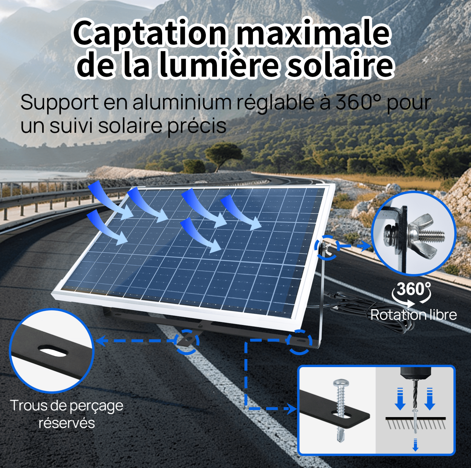 Kit de chargeur d'entretien pour panneau solaire monocristallin 25W 12V - eco-worthy-fr