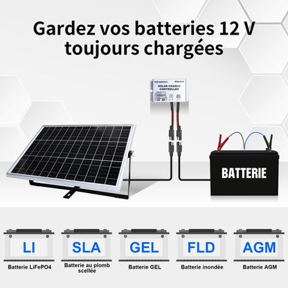 Kit de chargeur d'entretien pour panneau solaire monocristallin 25W 12V - eco-worthy-fr